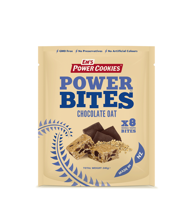 Em's Power Cookie Bites Choc Oat Explosion Pouch 8x30g