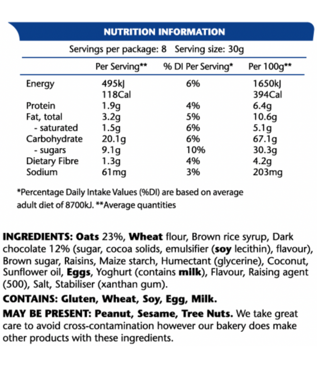 Em's Power Cookie Bites Choc Oat Explosion Pouch 8x30g