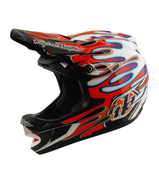Troy Lee Designs D4 AS Composite Helmet - Overspray White / Red