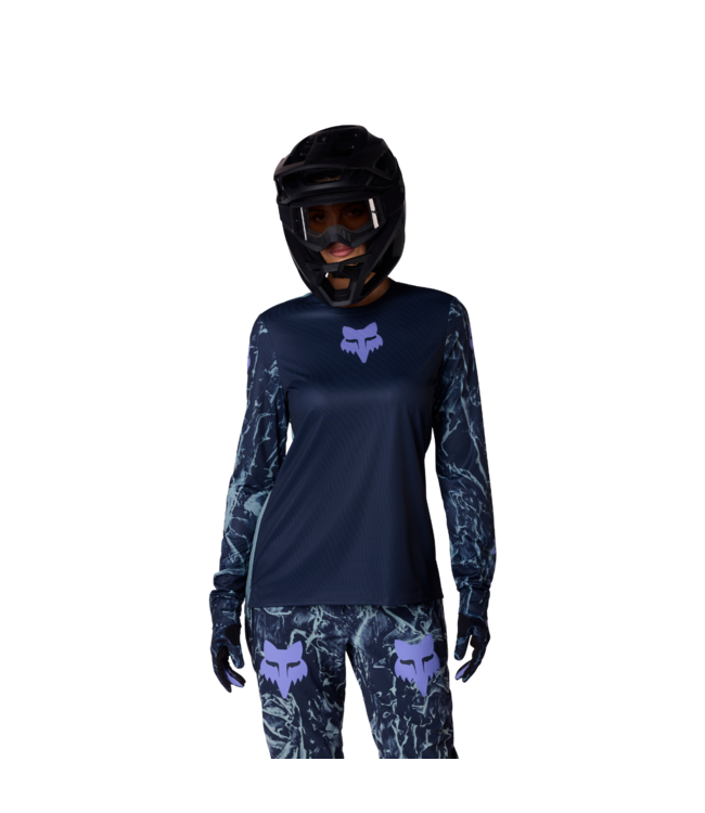 Fox Womans Ranger LS Jersey - Image Print Arc Blue