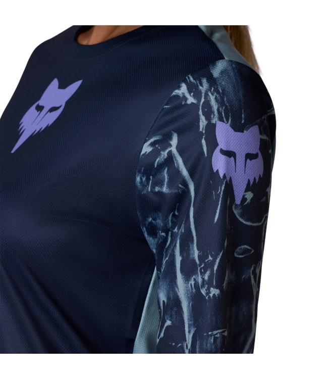 Fox Womans Ranger LS Jersey - Image Print Arc Blue