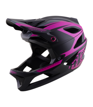 Troy Lee Designs Stage 2 AS Helmet - High VZ Dark Gray / Neon Fuchsia