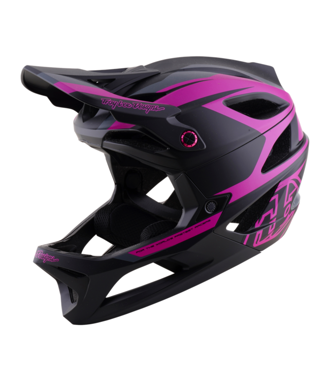 Troy Lee Designs Stage 2 AS Helmet - High VZ Dark Gray / Neon Fuchsia