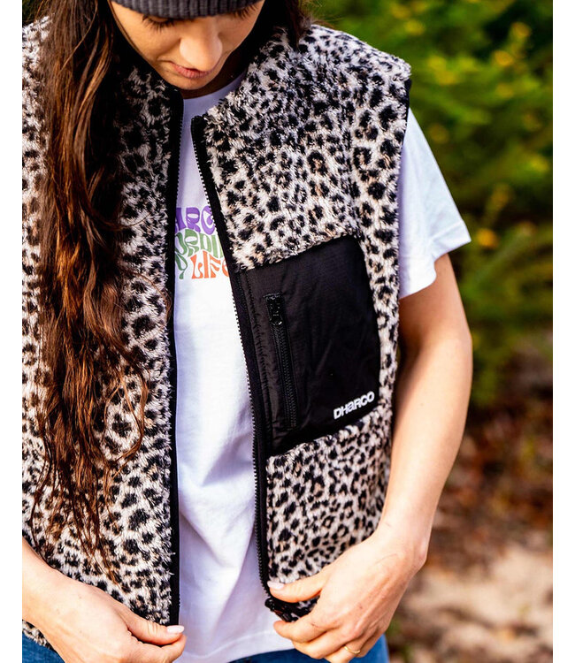 Dharco Womens Sherpa Vest - Leopard