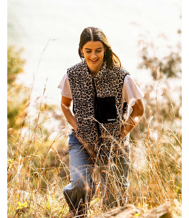 Dharco Womens Sherpa Vest - Leopard