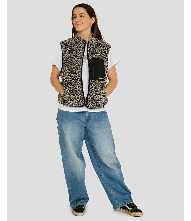 Dharco Womens Sherpa Vest - Leopard