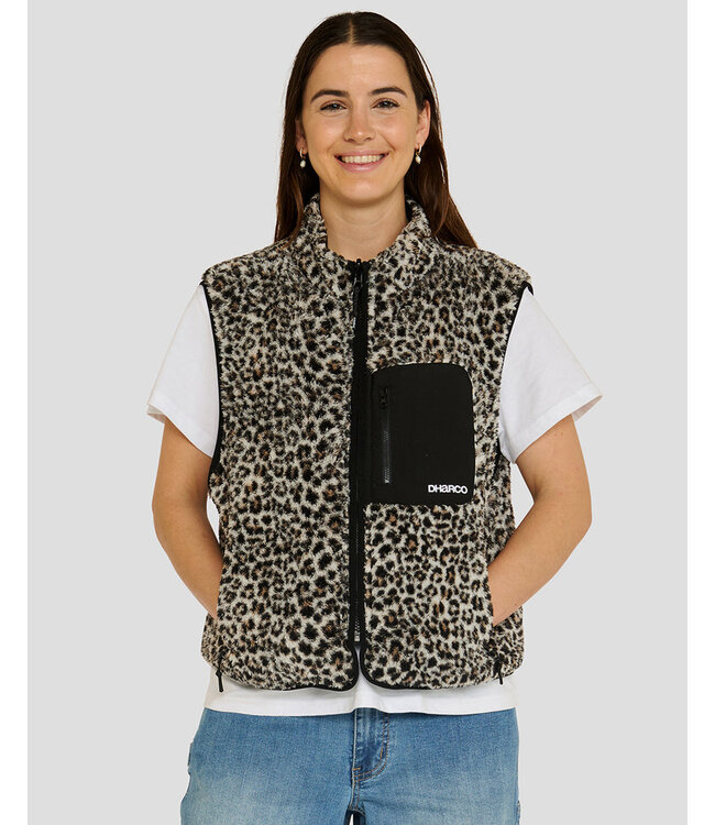 Dharco Womens Sherpa Vest - Leopard