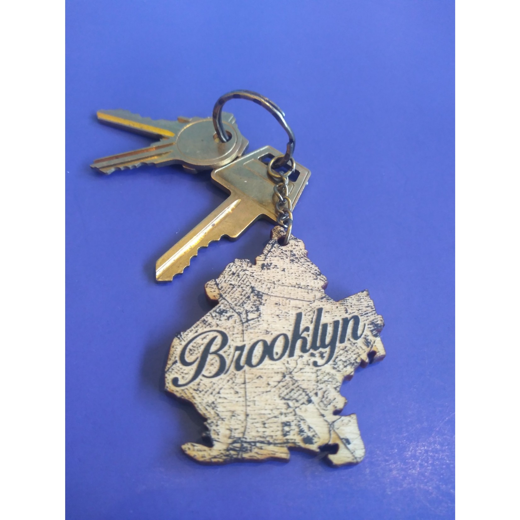 LetterCraft Brooklyn Map Wooden Keychain