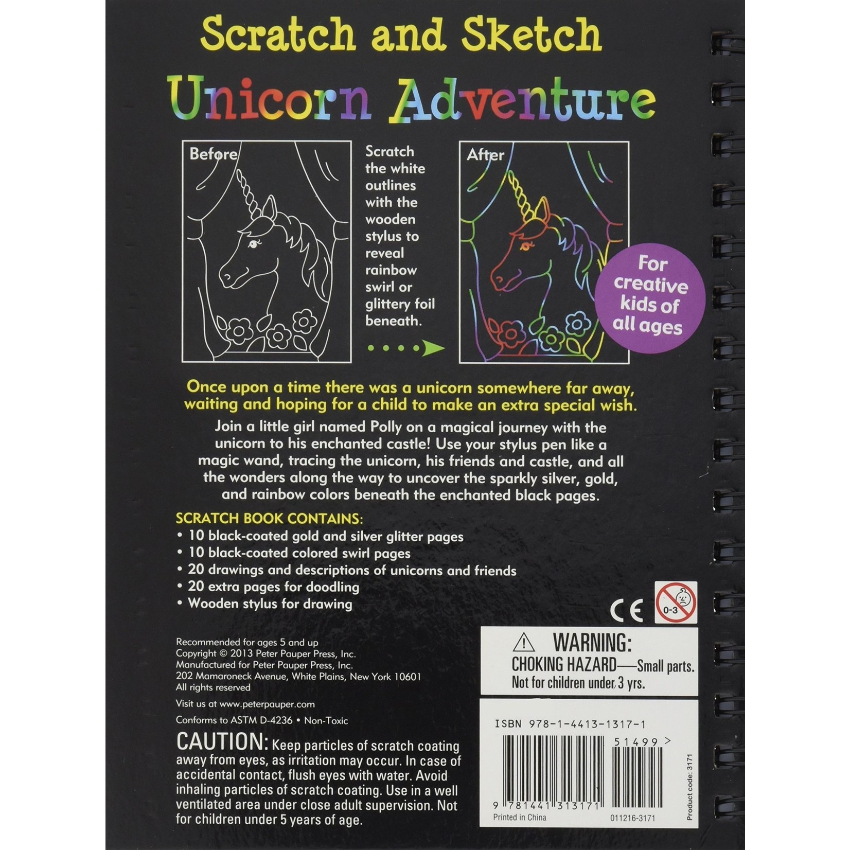 Peter Pauper Press Scratch & Sketch Unicorn Activity Book