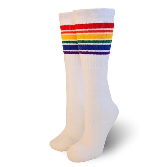 Pride White Tube Socks UnderTheKnee Fit! Exit9 Gift Emporium
