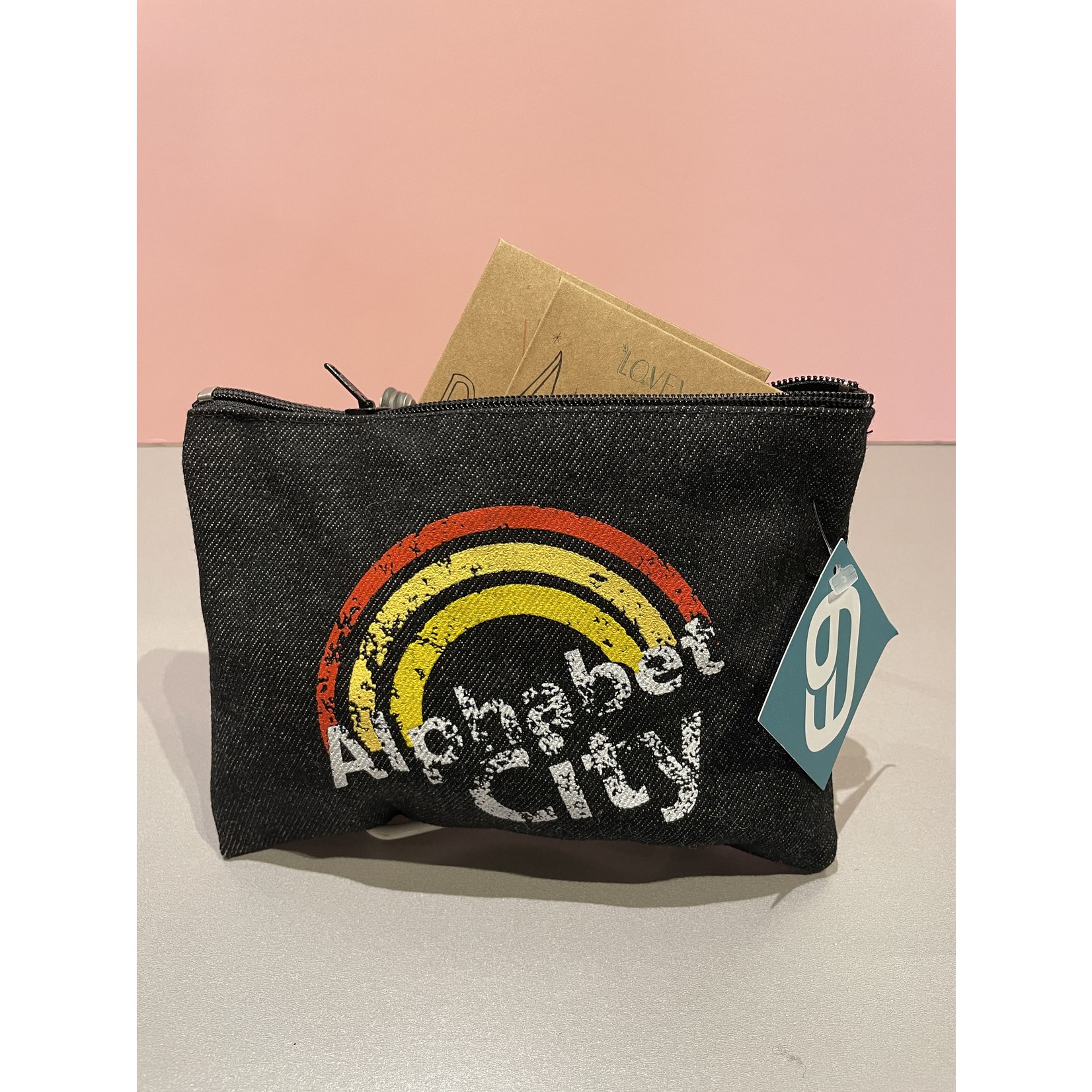 Alphabet City Rainbow Denim Pouch