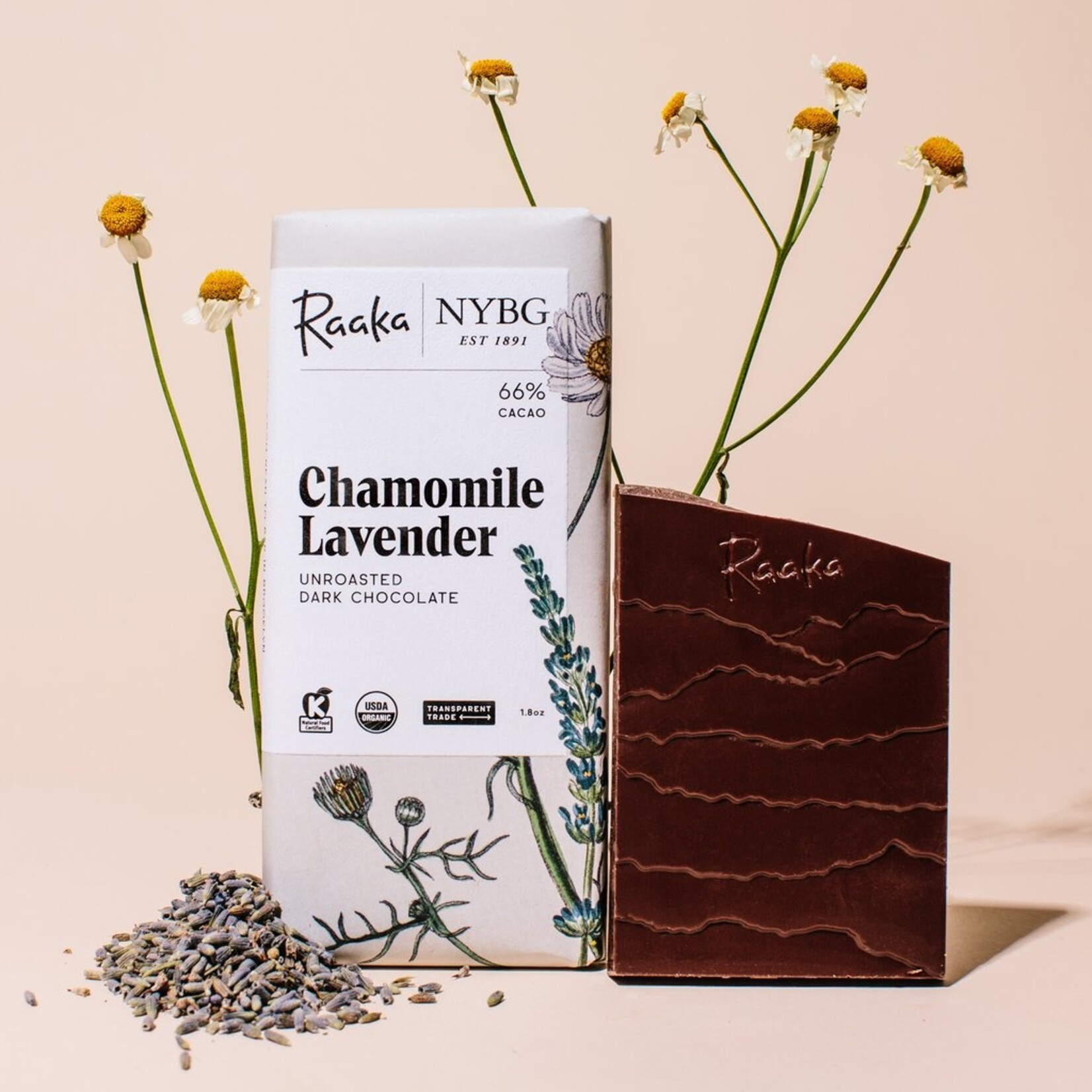 Raaka Chamomile Lavender Chocolate Bar