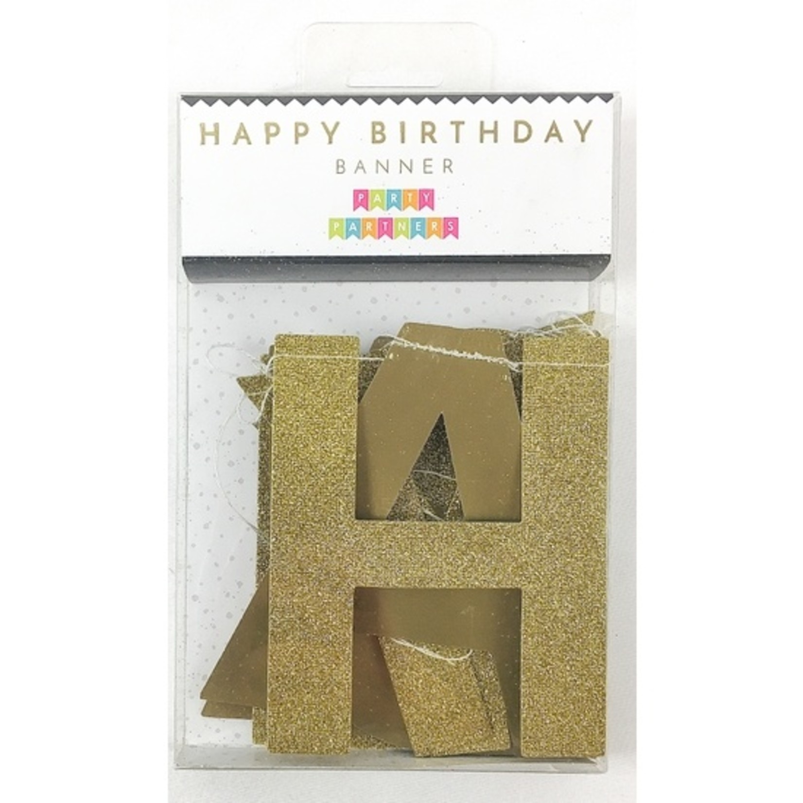 Party Partners Design Gold Happy Birthday Banner