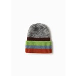 Cotton Candy Striped Beanie in Grey