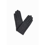 Half Cable Wool Gloves in Charcoal