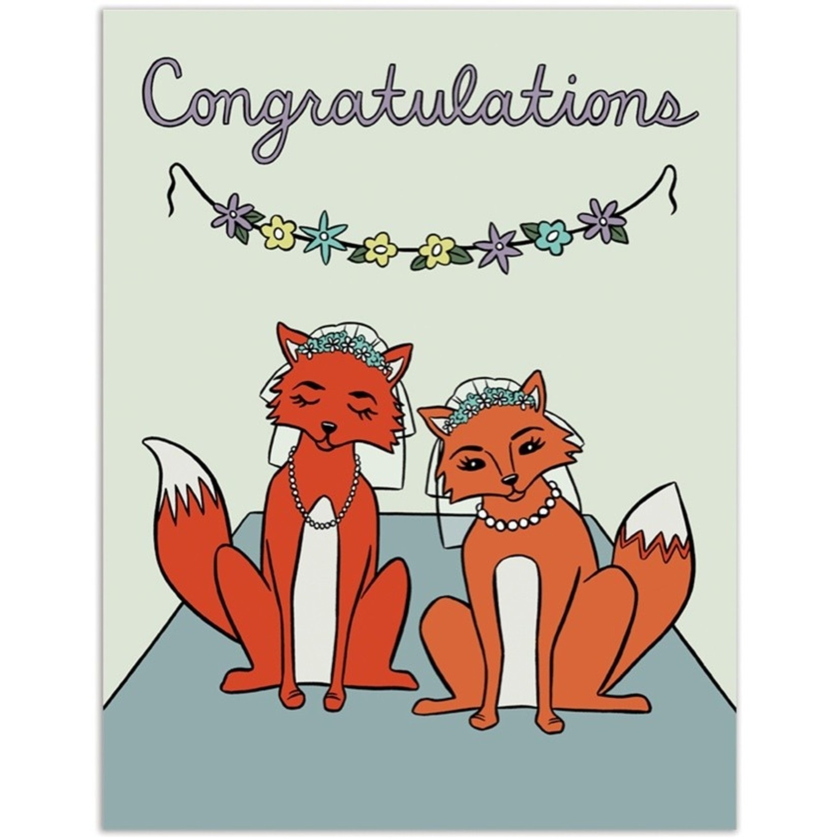 Wedding Card - Congrats Foxes