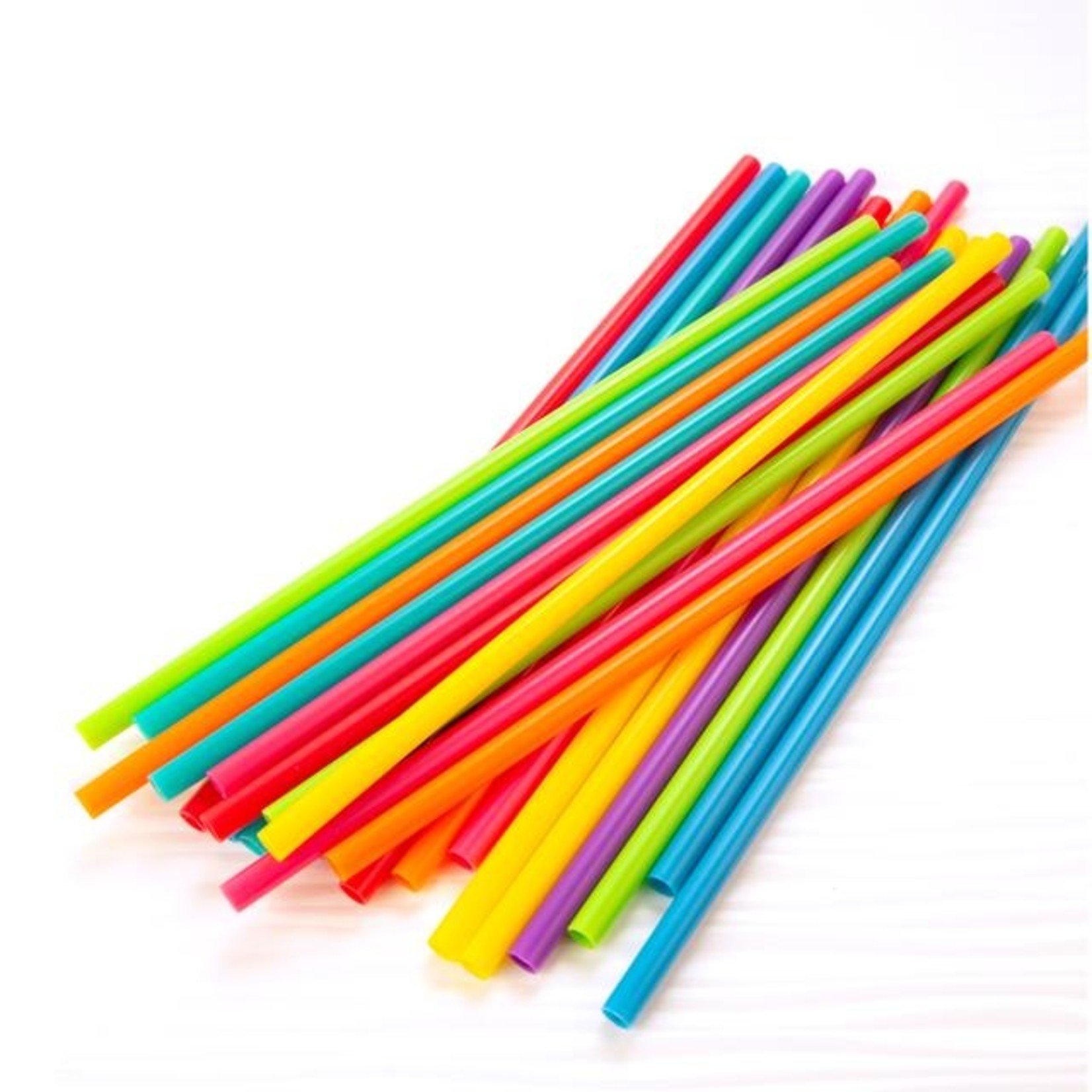 11 Inch Long Flexible Pink Reusable Straws with White Straw Caps