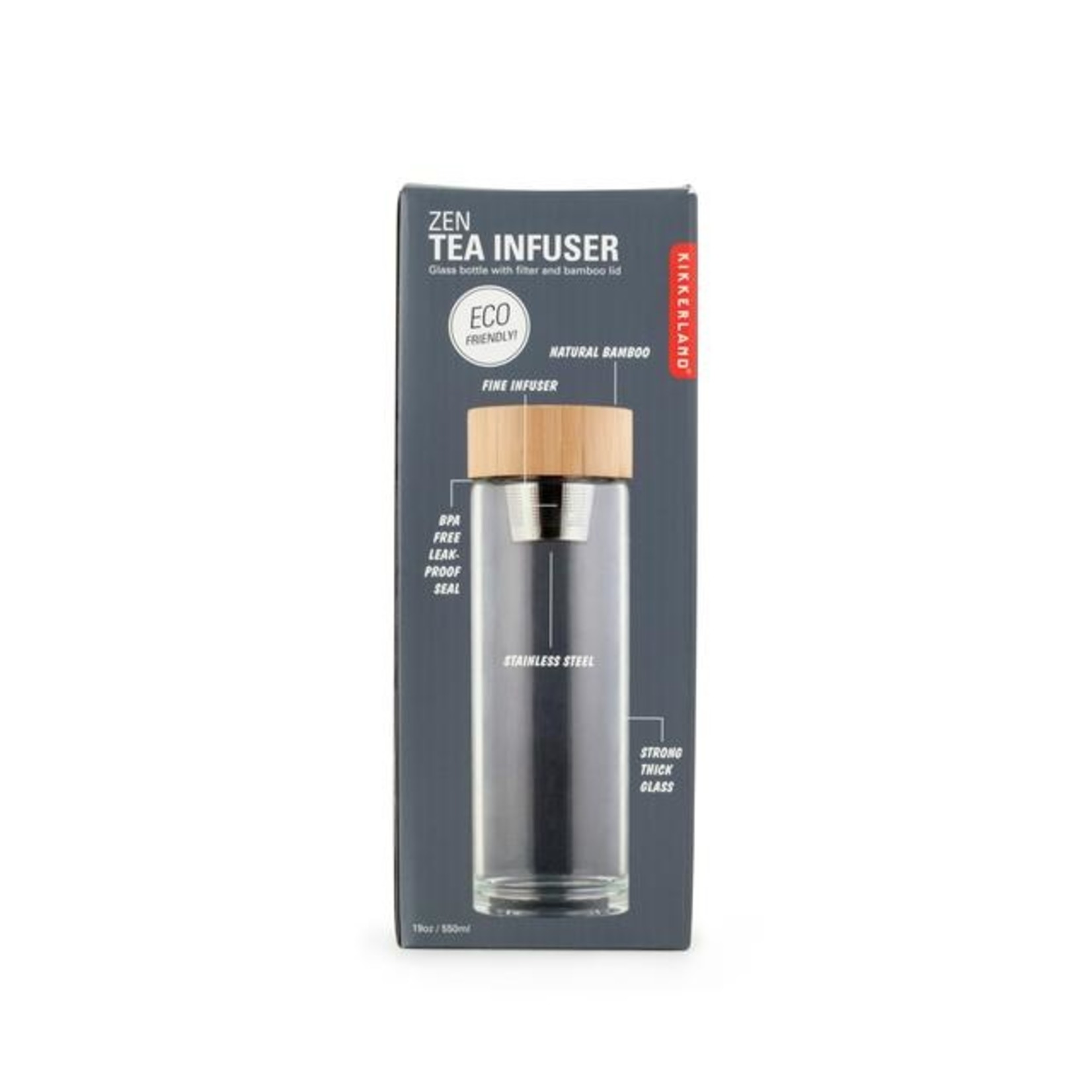 Kikkerland Zen Tea Infuser Glass Bottle