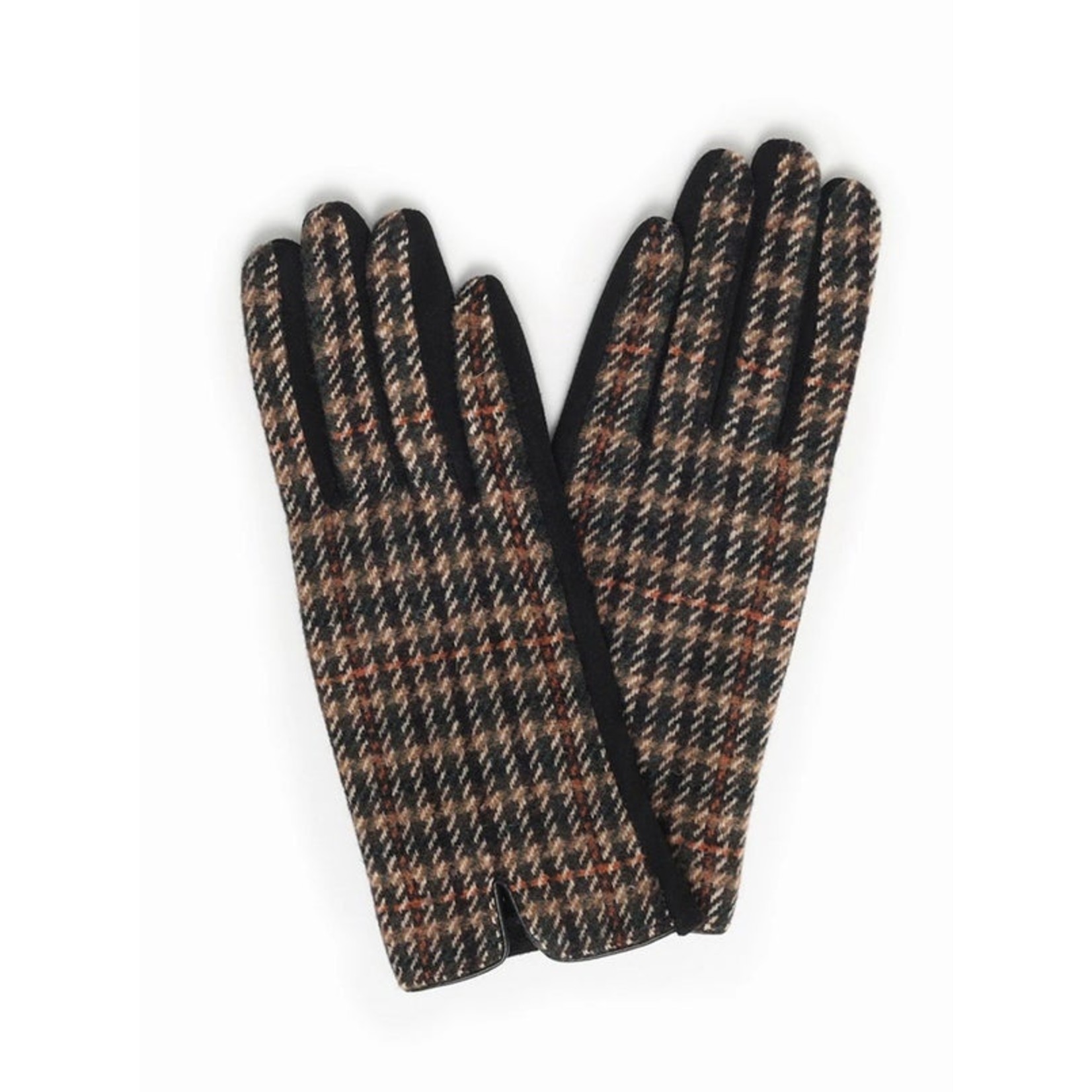 Look By M Tweed Plaid Gloves in Brown