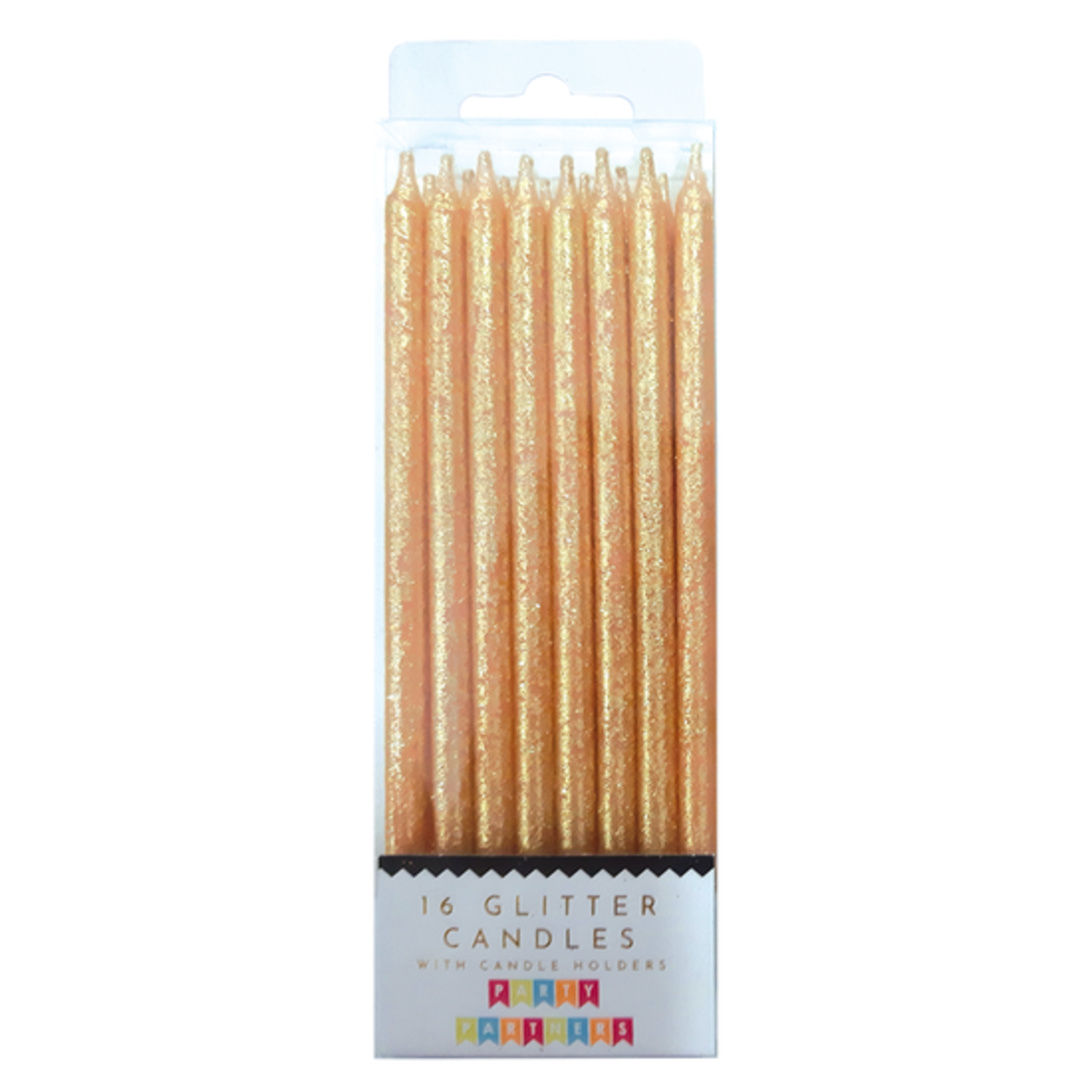 Party Partners Design Solid Gold Glitter Tall Candles