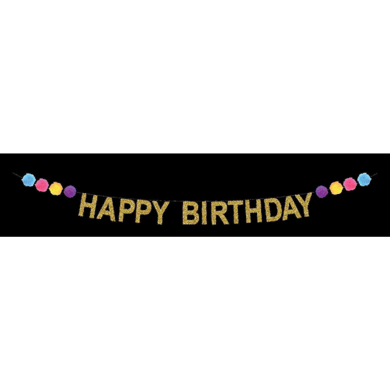 PomPom Gold Birthday Banner