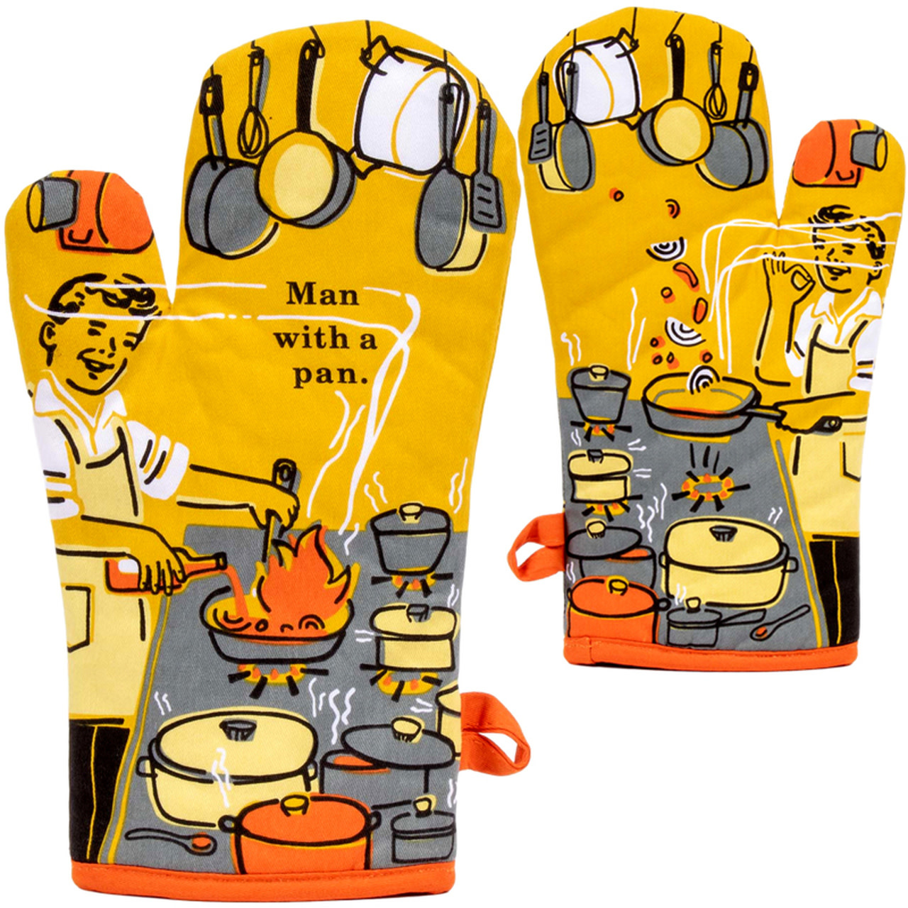 Man with a Pan Oven Mitt - Home