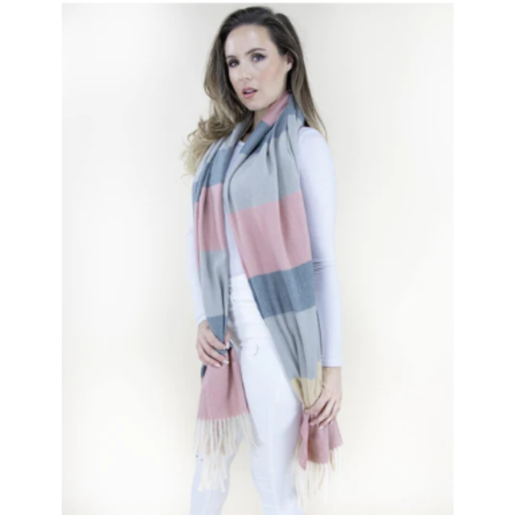 Vibrant Lines Scarf in Pink/Light Blue