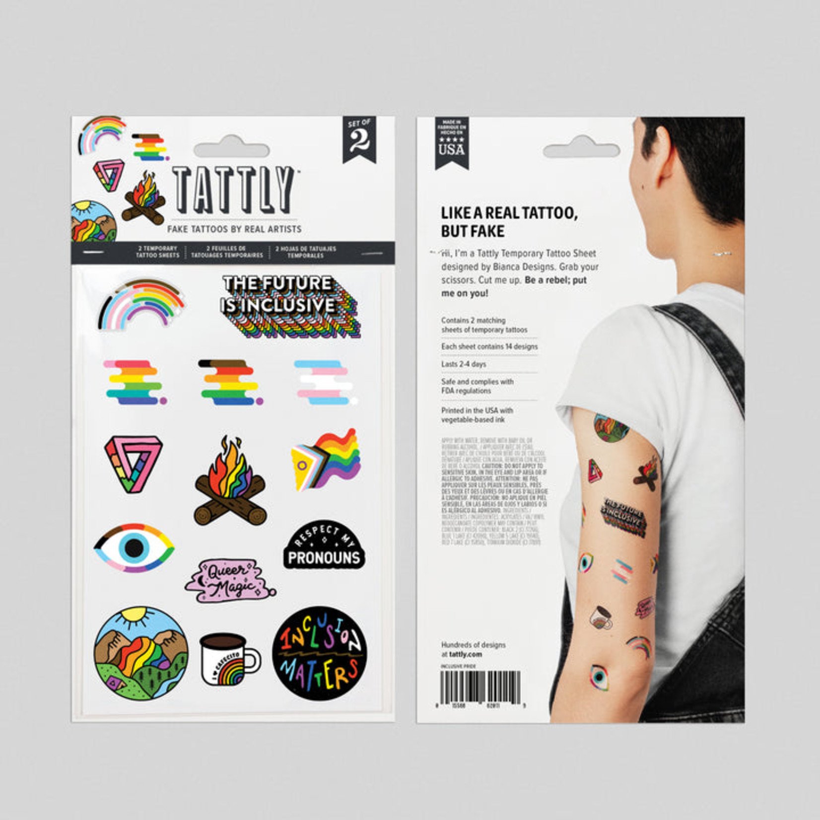 Inclusive Pride Tattly Sheet : Tattly Tattoos - Exit9 Gift Emporium