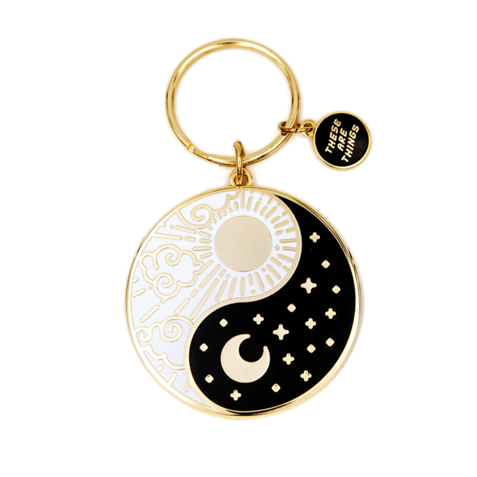 Yin Yang Sun & Moon Enamel Keychain