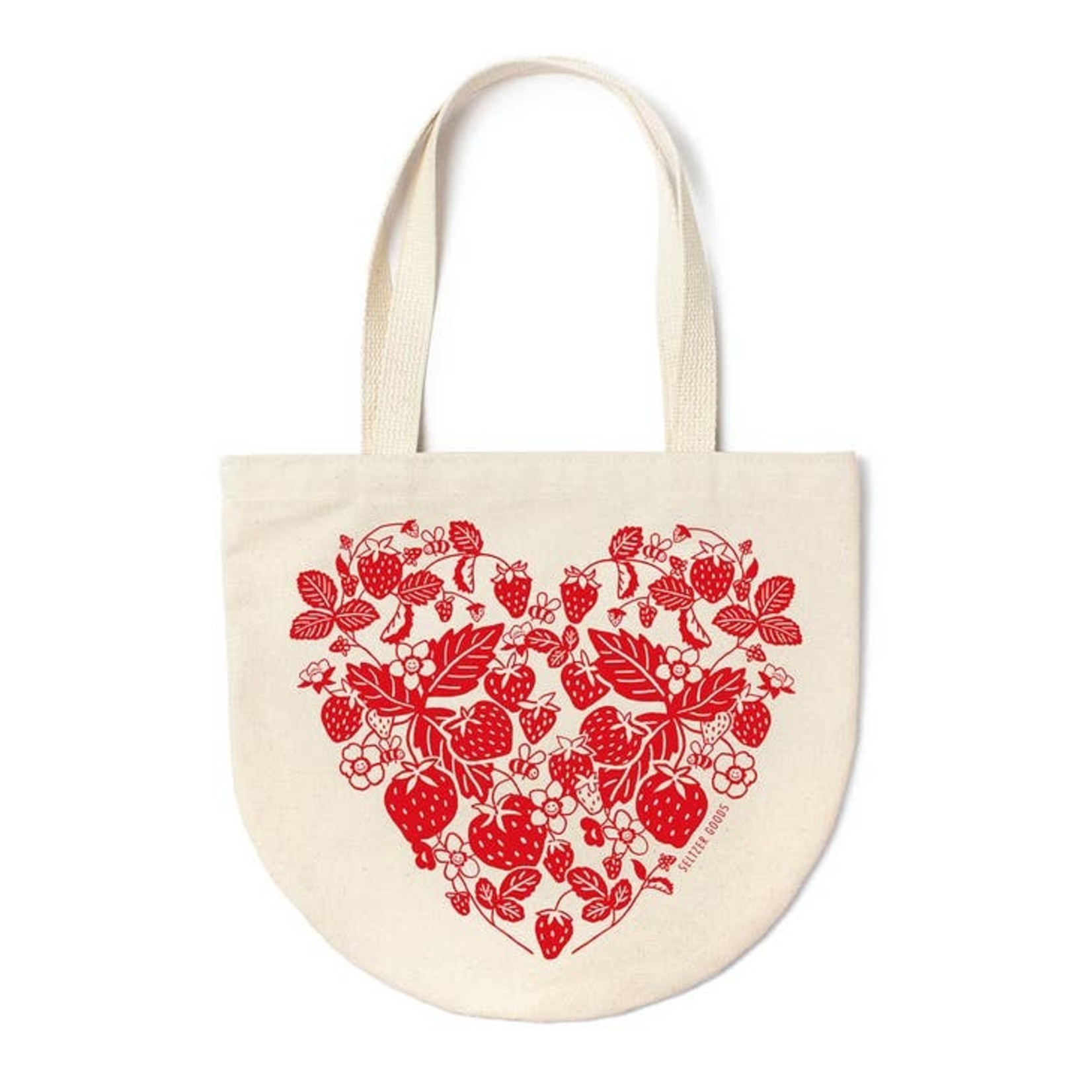 Seltzer Strawberry Heart Round Tote