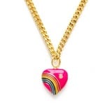 80's Rainbow Heart Necklace in Pink