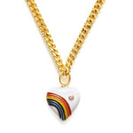 80's Rainbow Heart Necklace in White