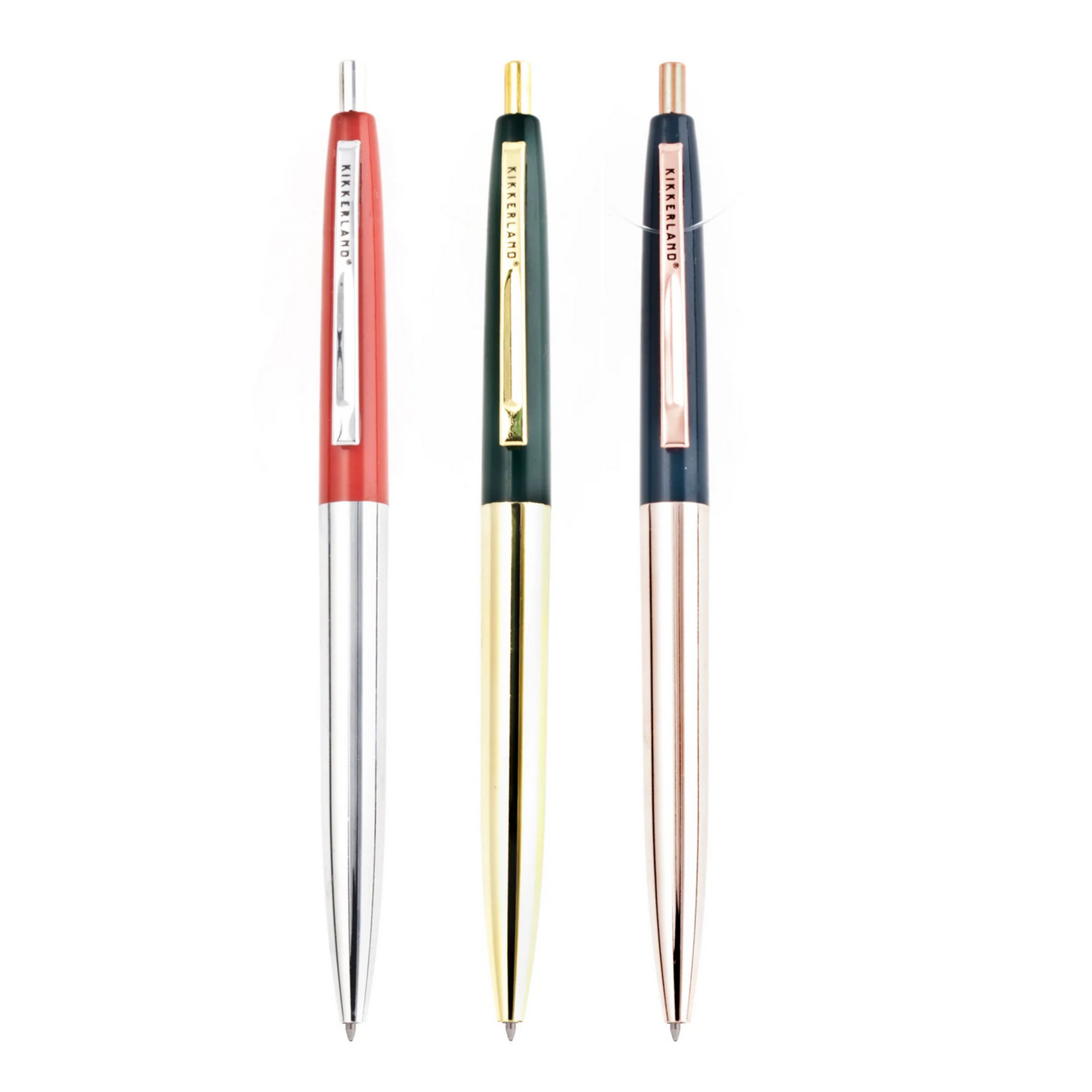 Kikkerland Metallic Retro Pens Set of 3