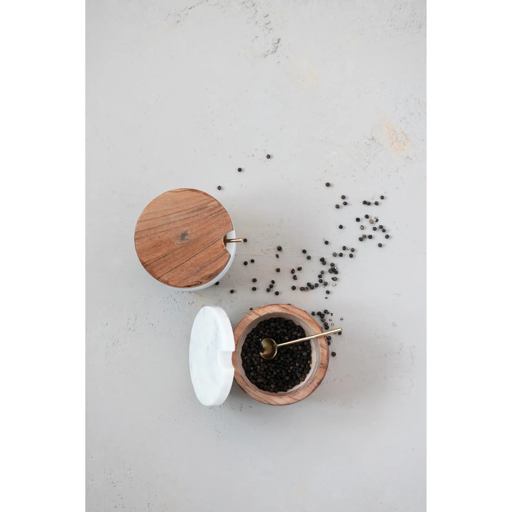 Creative Coop Bowl & Lid With Brass Spoon