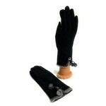 Wool Glove with Pom Pom in Black