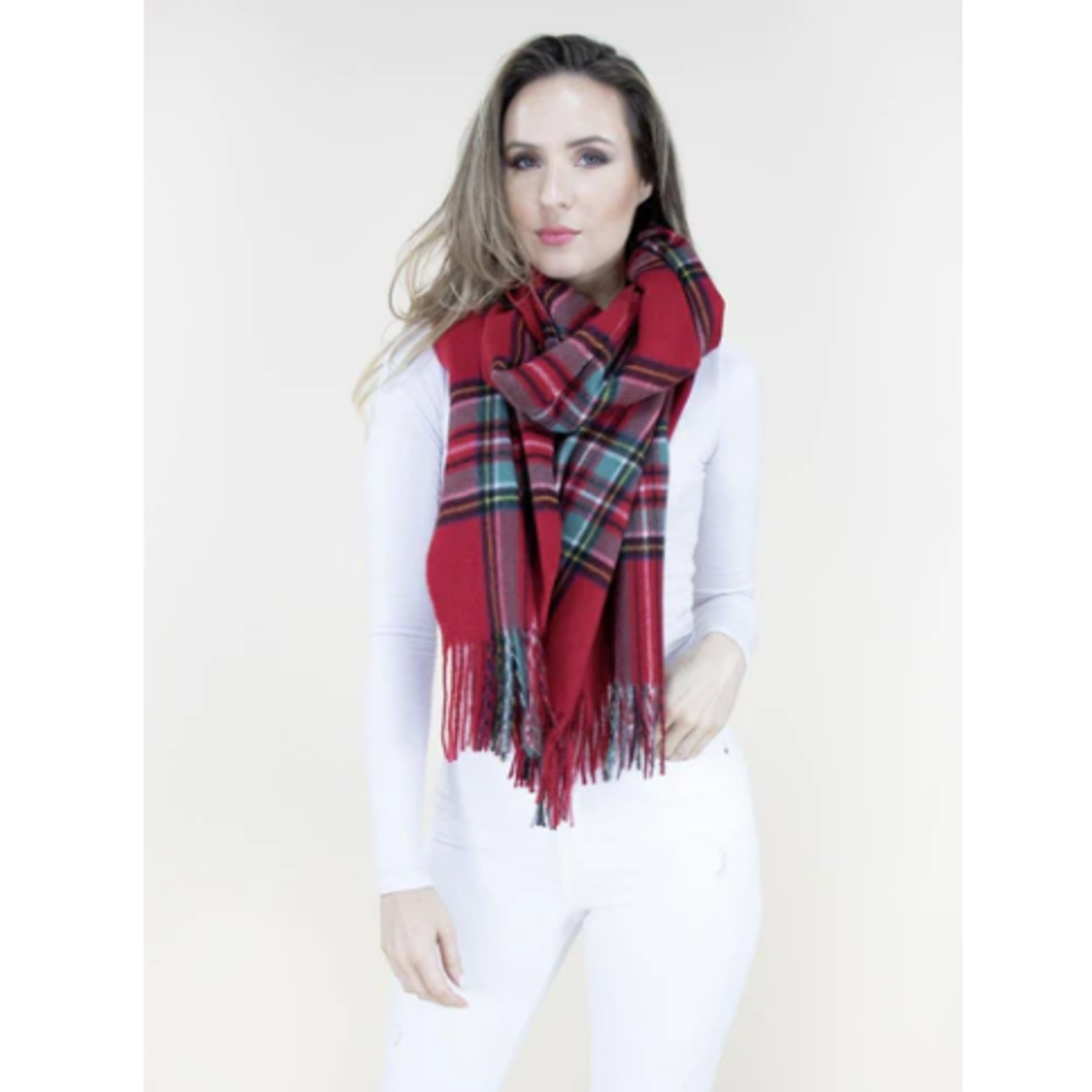 Classic Scotch Plaid Scarf in Red