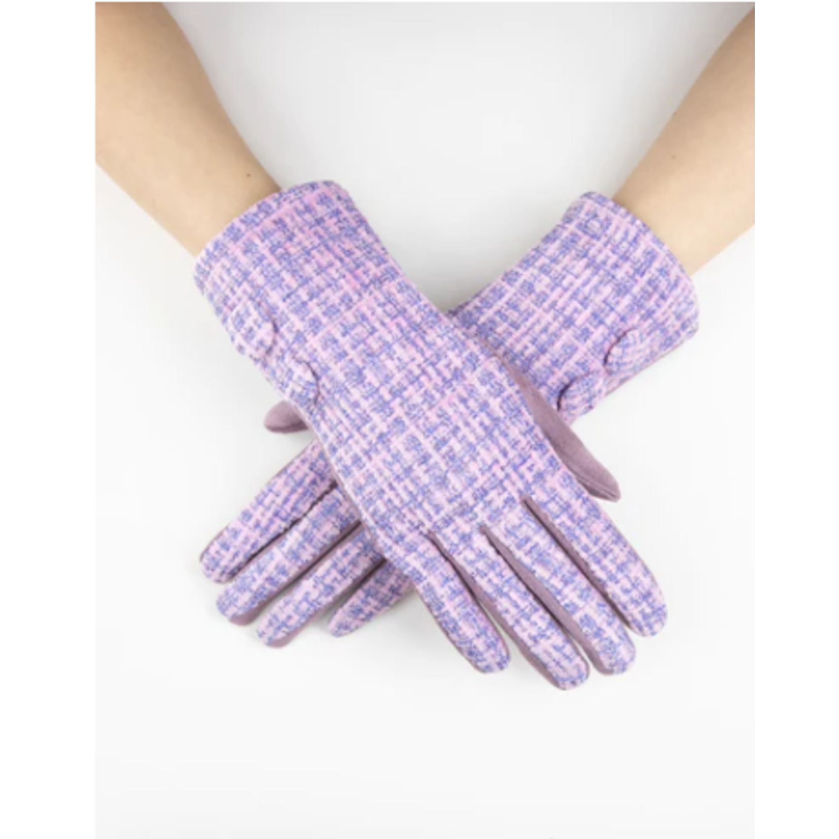 Original USA Plaid Pattern Tweed Gloves in Pink