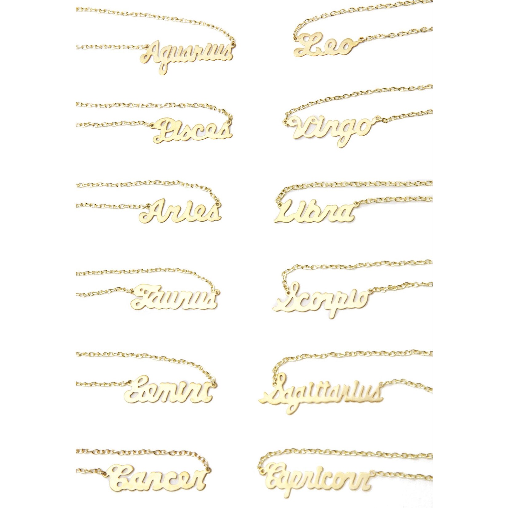 A Mano Zodiac Nameplate Necklace