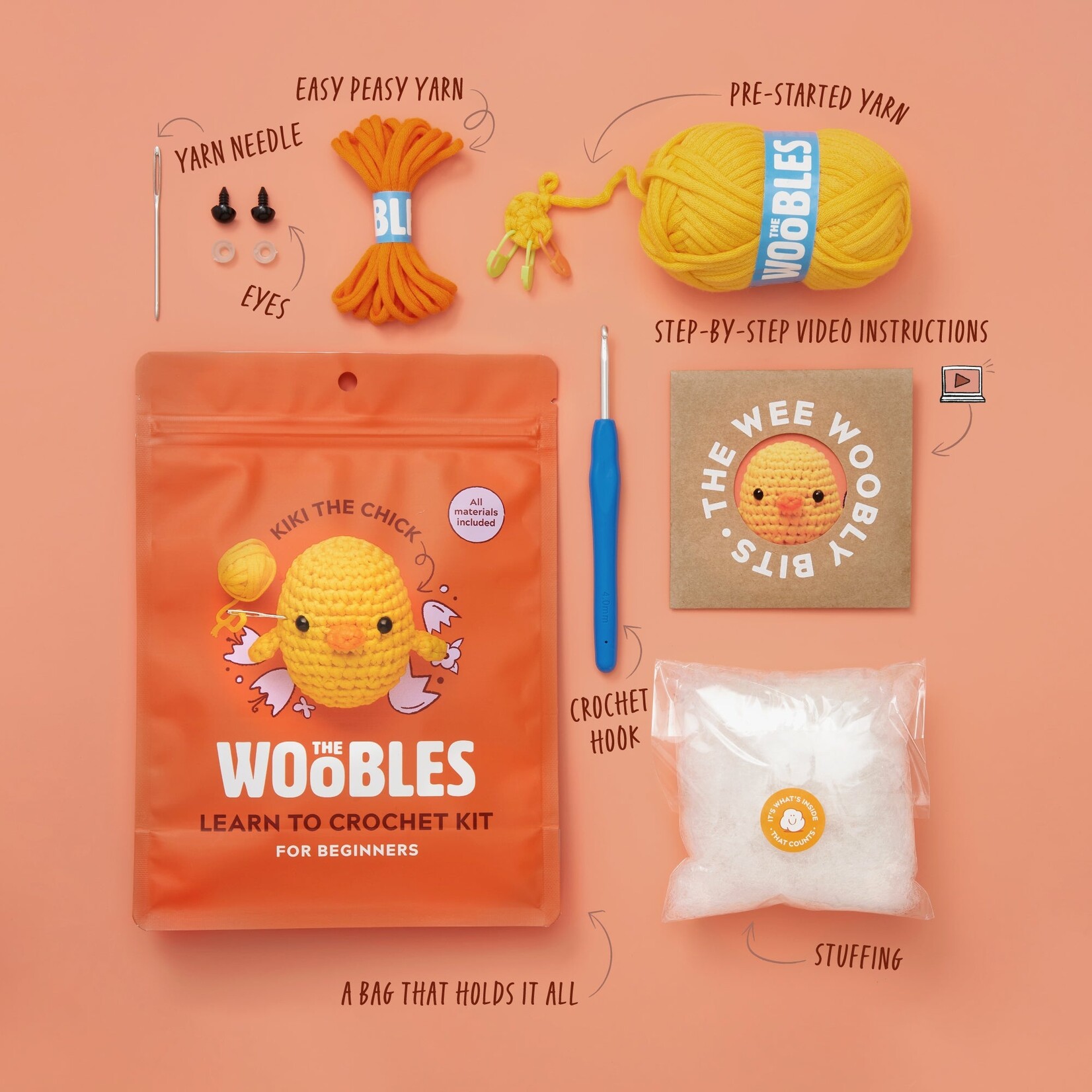 Woobles Kiki The Chick Beginner Crochet Kit