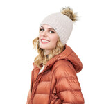 Nirvanna Designs Inc. Moss Fur Pom Pom Hat in Linen
