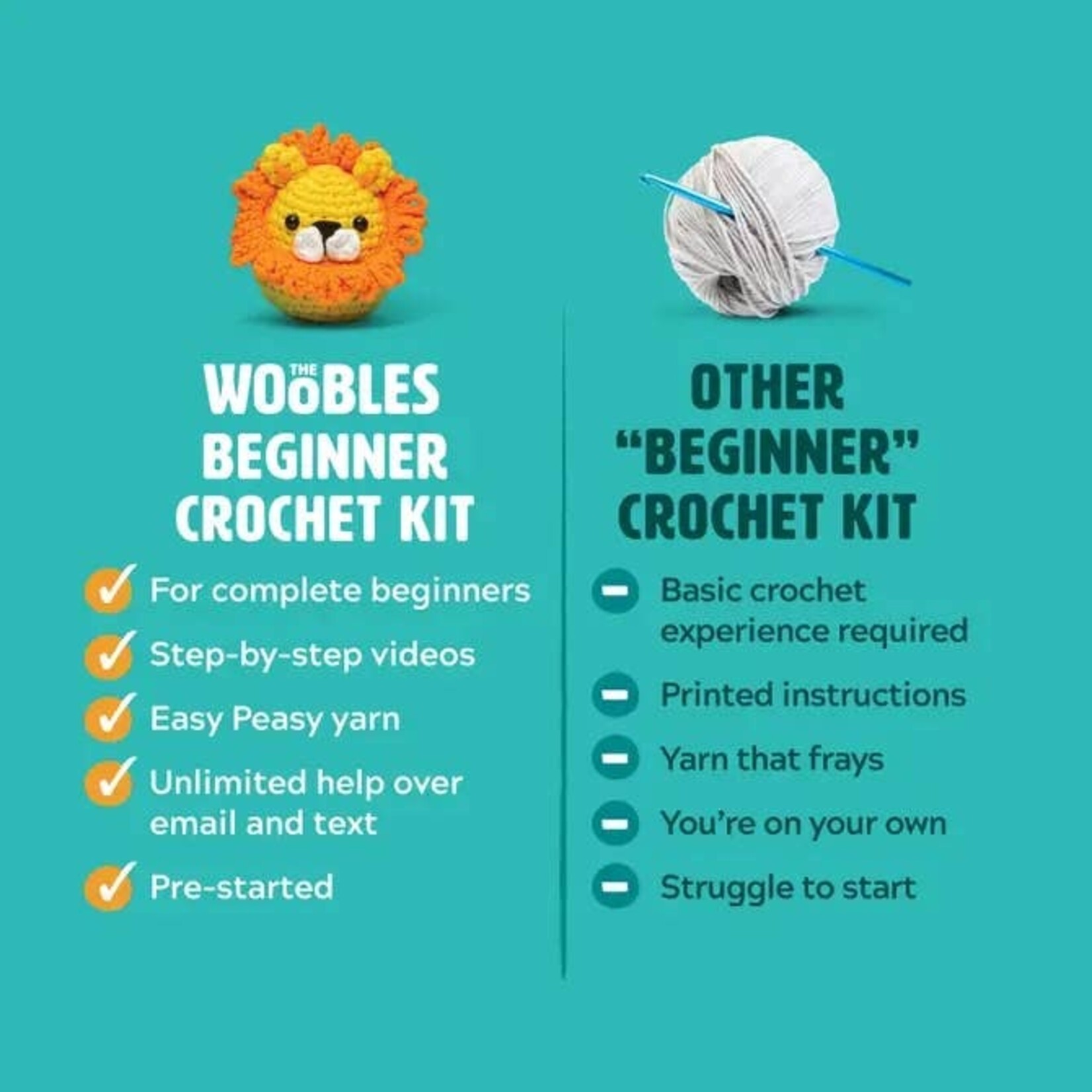 Woobles Billy the Unicorn Beginner Crochet Kit