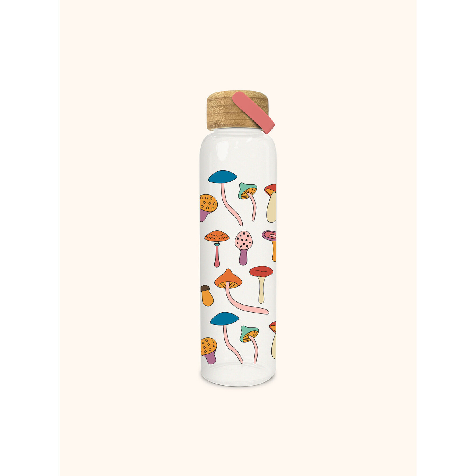 Glass Bottle with Bamboo Lid - Mushroom Melody