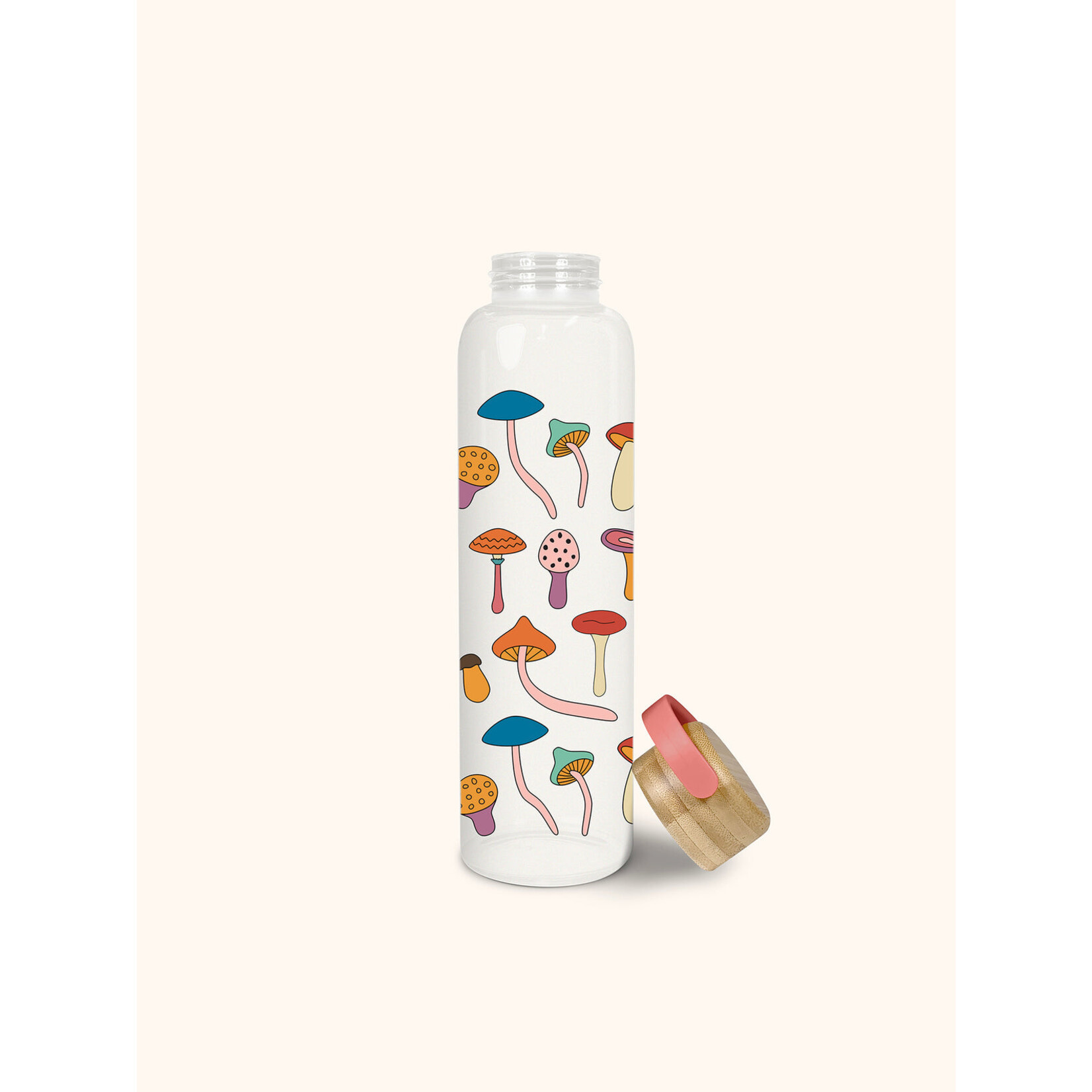 Glass Bottle with Bamboo Lid - Mushroom Melody