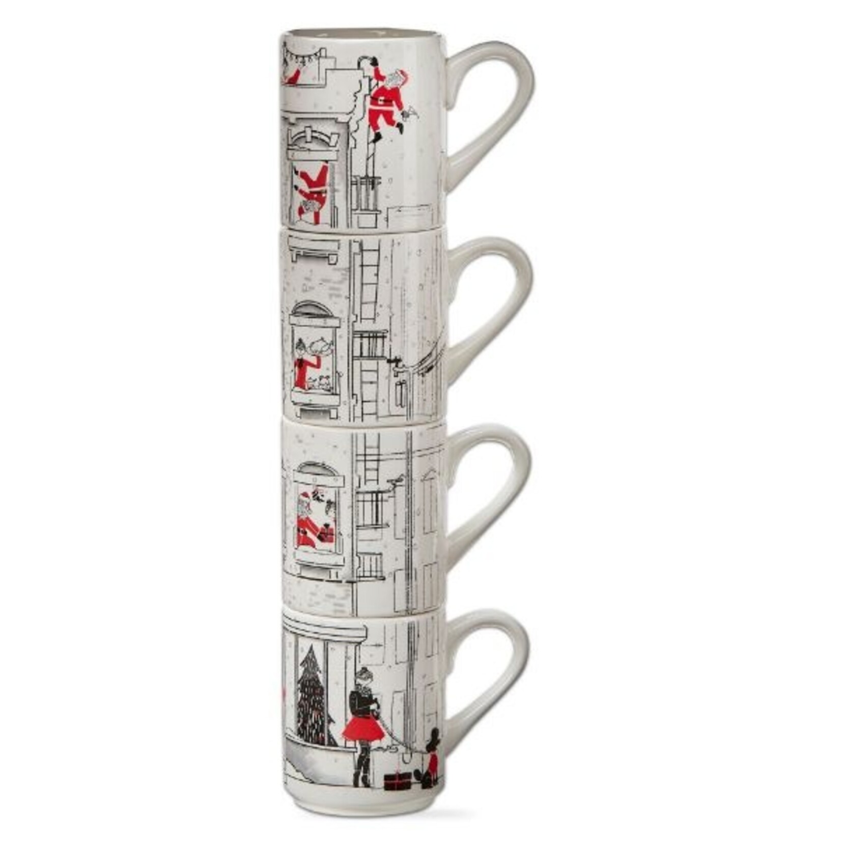 Santa Cityscape  Stacking Mug Set