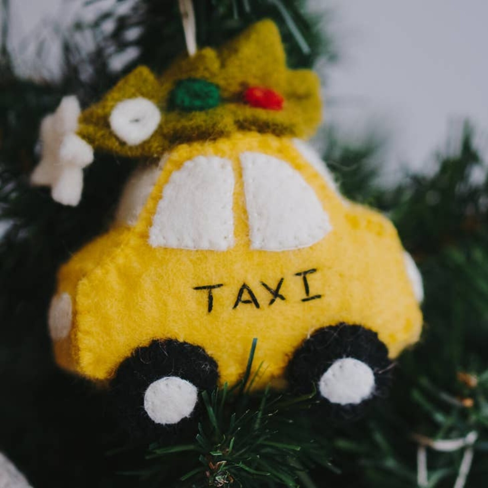 Felt Tree on Taxi Ornament