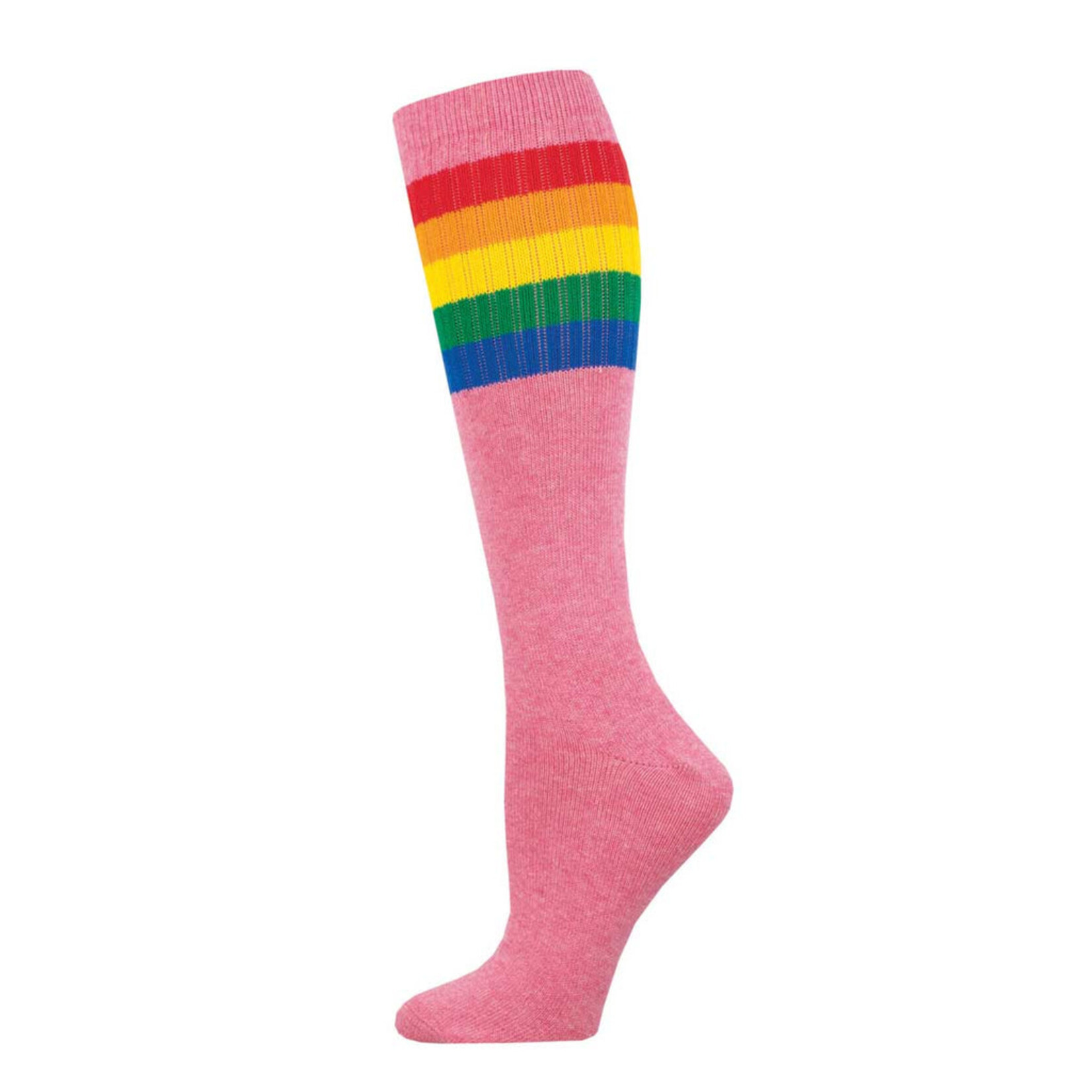 Socksmith High Roller Stripe in Pink Heather Rainbow