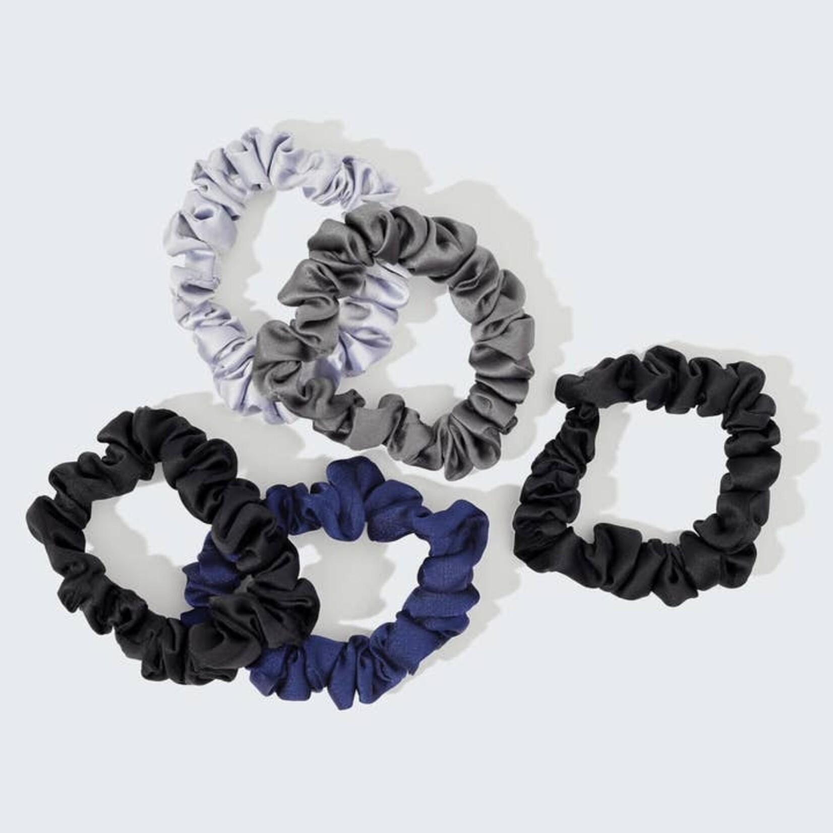 Kitsch Satin Petite Scrunchies Set in Midnight