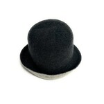 Wool Reversible Cloche Hat in Black/Grey