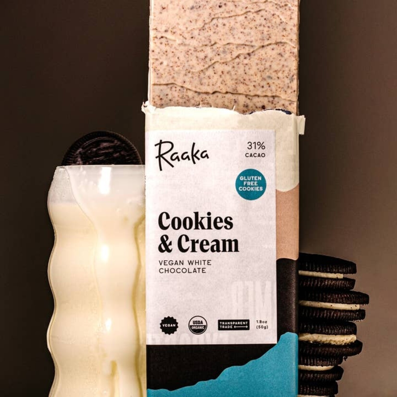 Raaka Cookies & Cream Chocolate Bar
