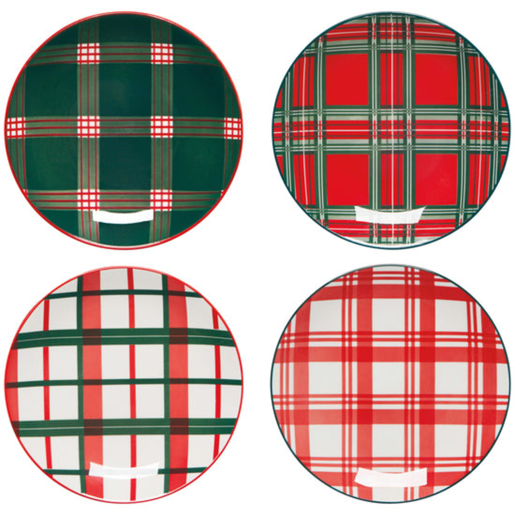 Holiday Plaid Appetizer Plates Set